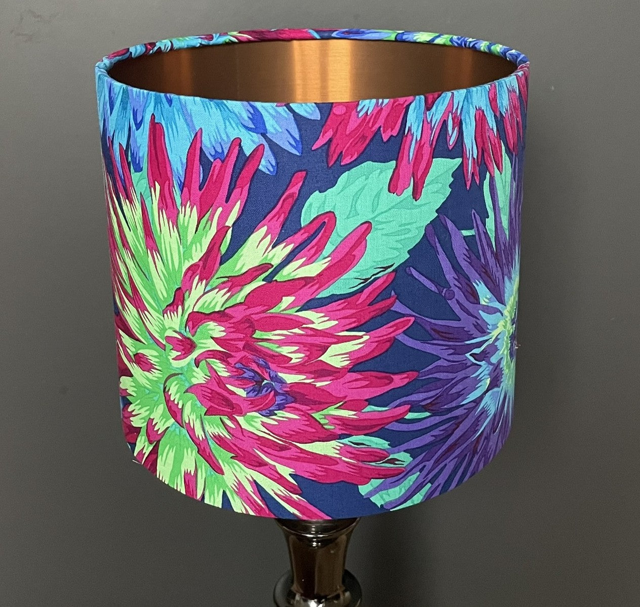 Bright Blue, Purple green and Pink Cactus Dahlia Lampshade