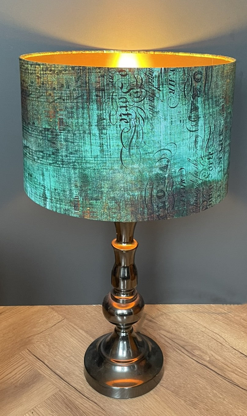 Green Gold Distressed Patina Lampshade