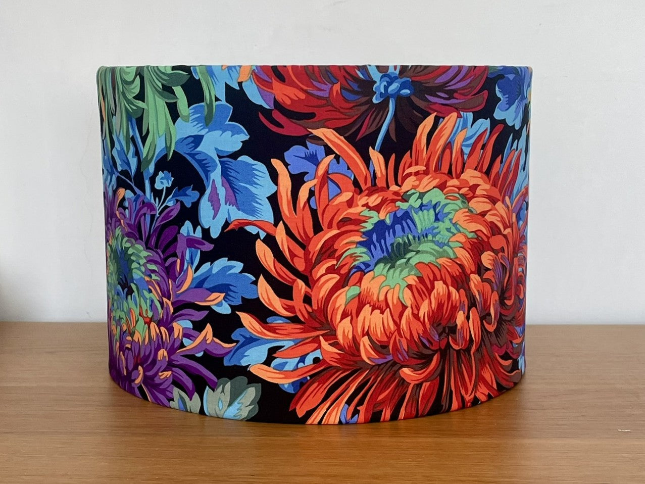 Bright Purple, Orange, Blue, Green and Black Chrysanthemum Lampshade