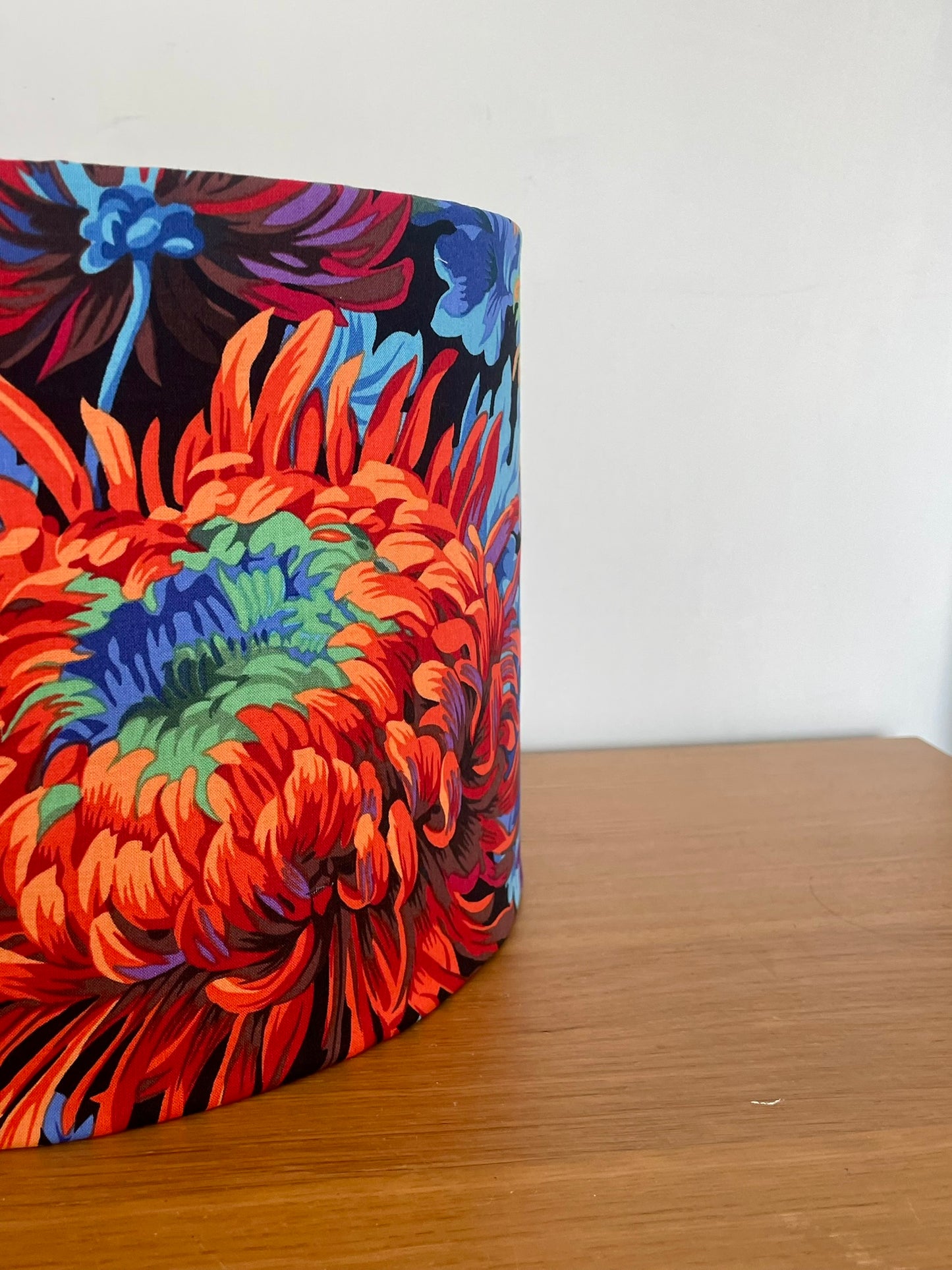 Bright Purple, Orange, Blue, Green and Black Chrysanthemum Lampshade