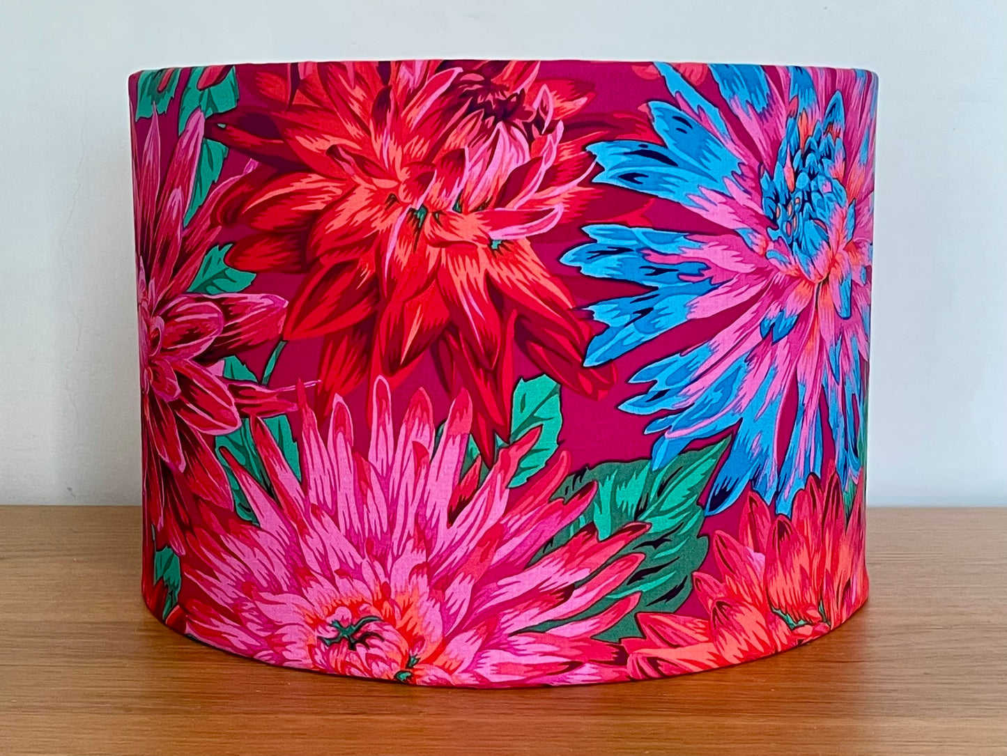 Bright Pink, Blue and Red Cactus Dahlia Lampshade