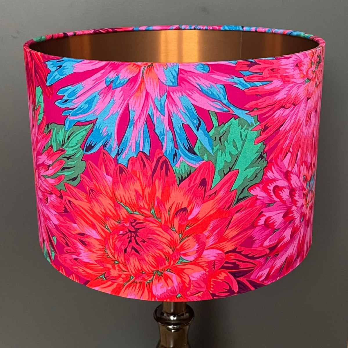 Bright Pink, Blue and Red Cactus Dahlia Lampshade