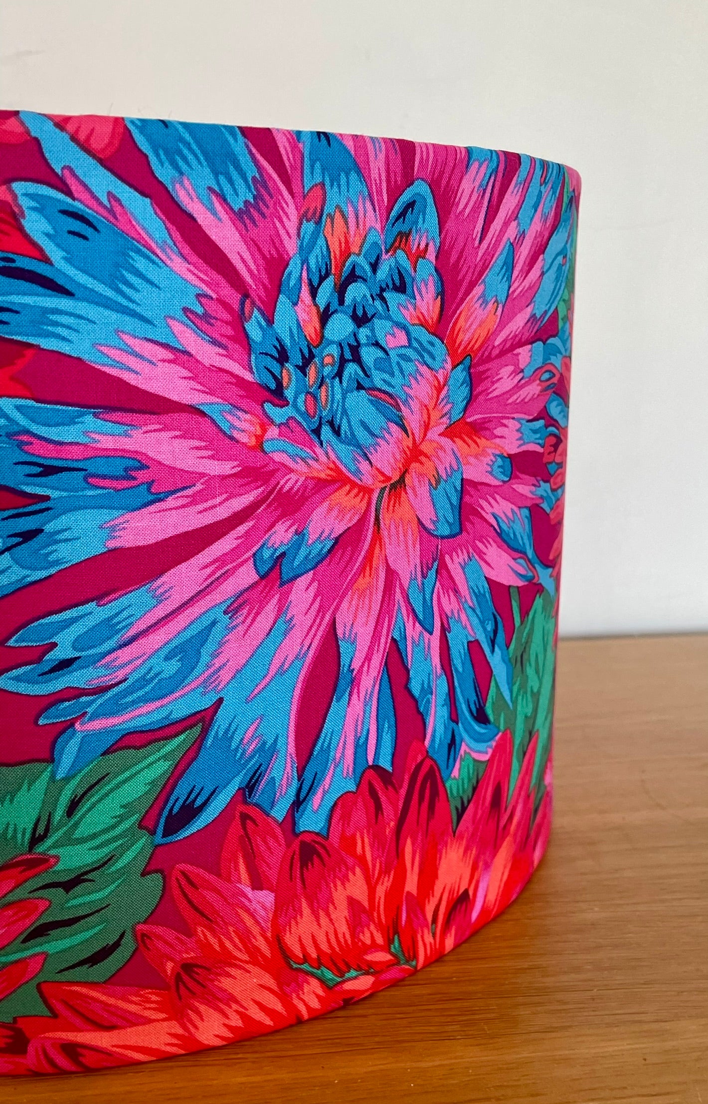 Bright Pink, Blue and Red Cactus Dahlia Lampshade