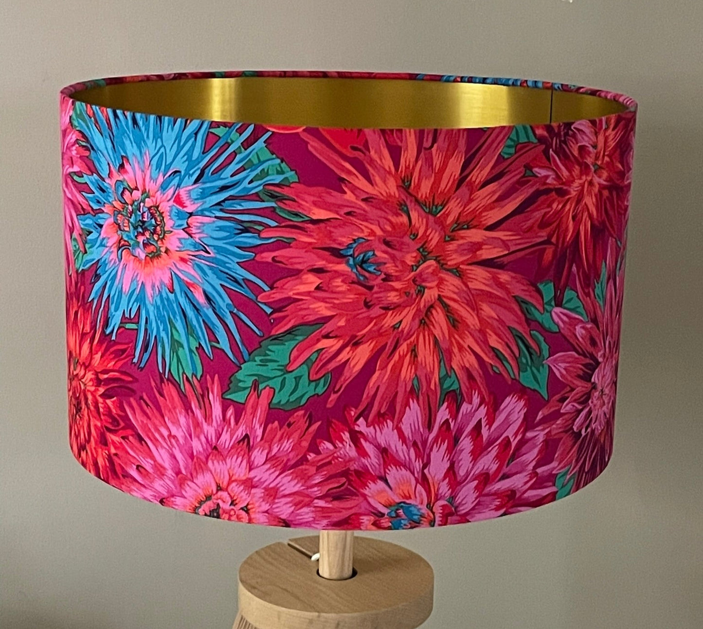 Bright Pink, Blue and Red Cactus Dahlia Lampshade