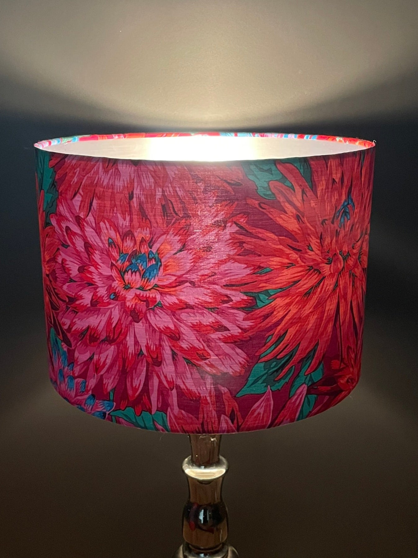 Bright Pink, Blue and Red Cactus Dahlia Lampshade