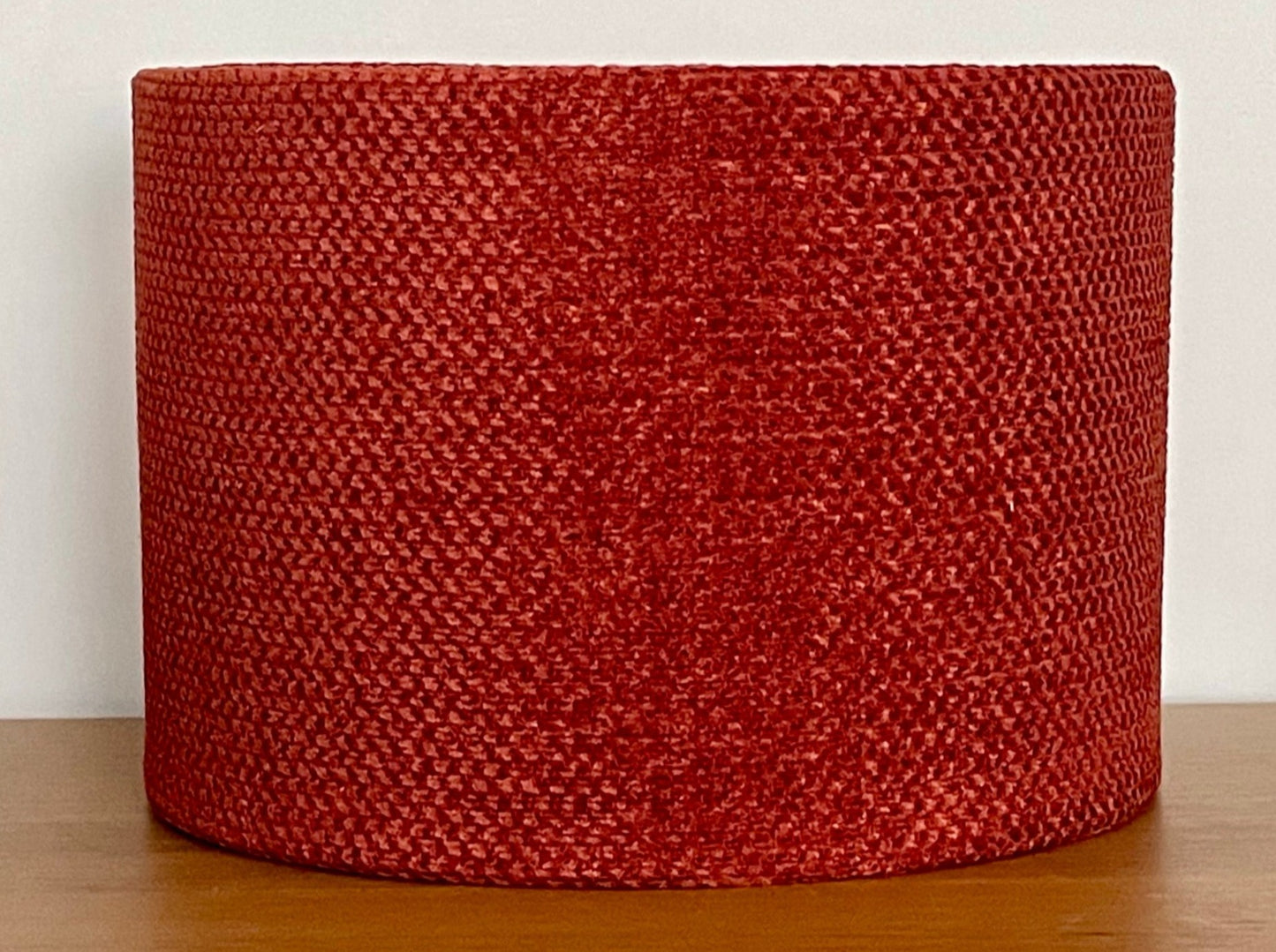 Burnt-orange-chenille-textured-lampshade-drum-ceiling-pendant