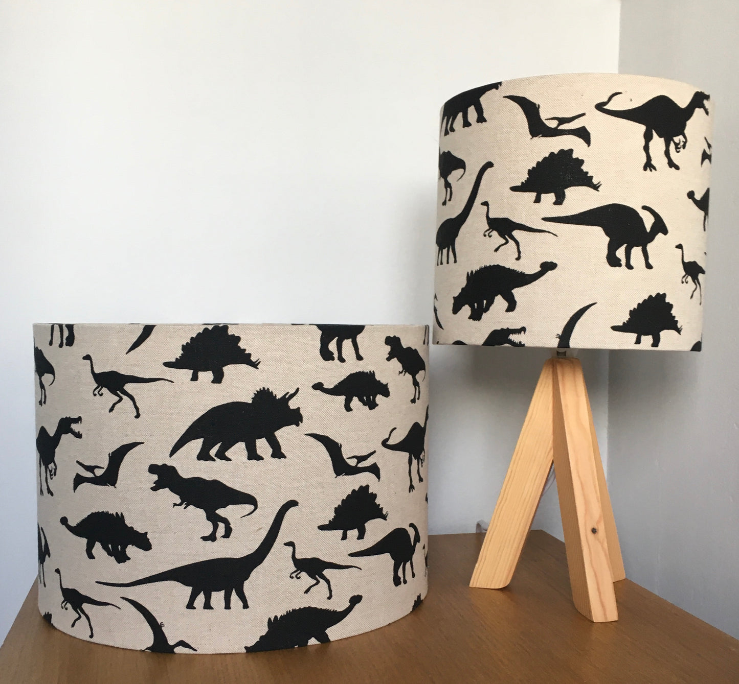 Dinosaur-sillhouette-lampshade-metallic-lining-table-lamp-ceiling-pendant