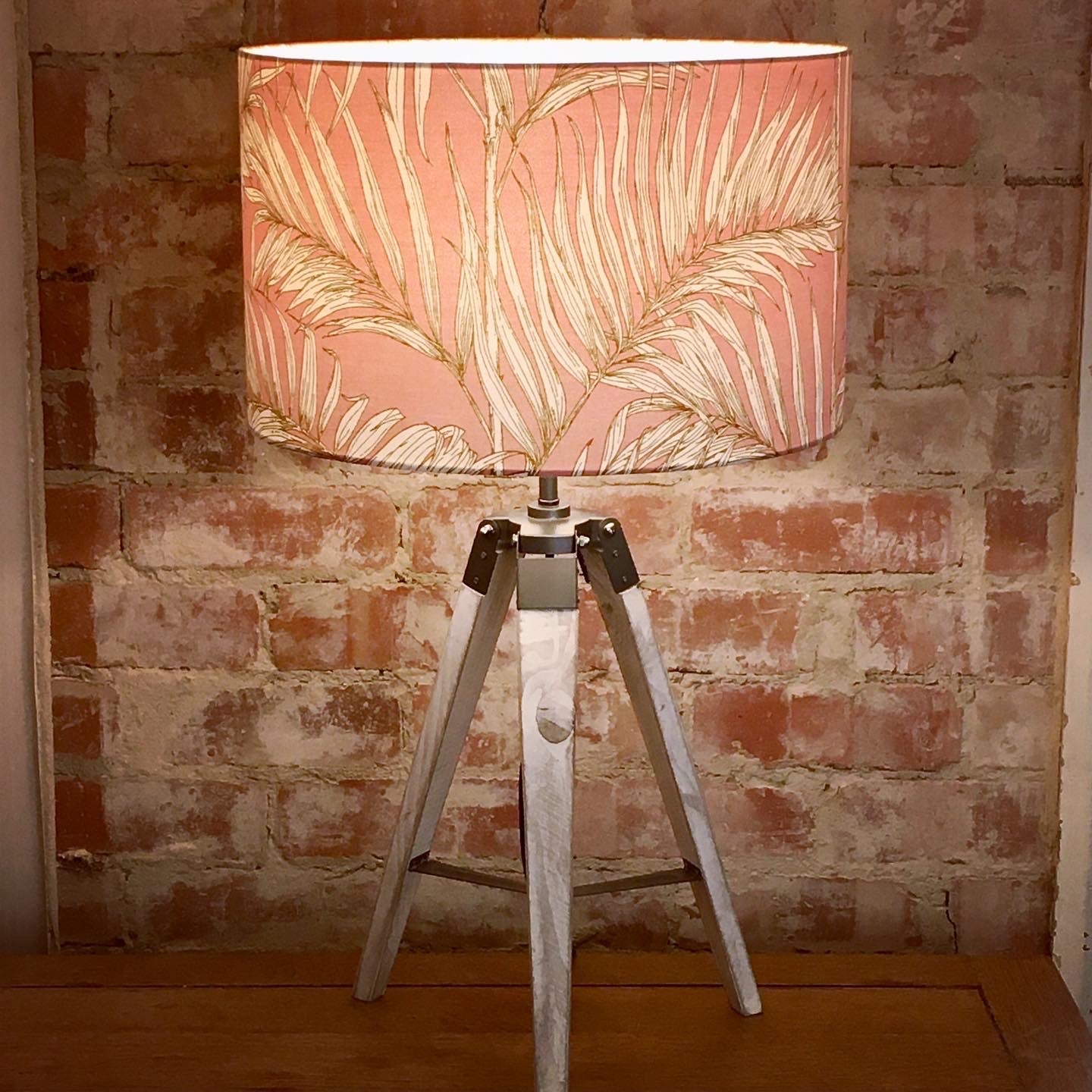 Pink-palm-leaf-drum-lampshade-light
