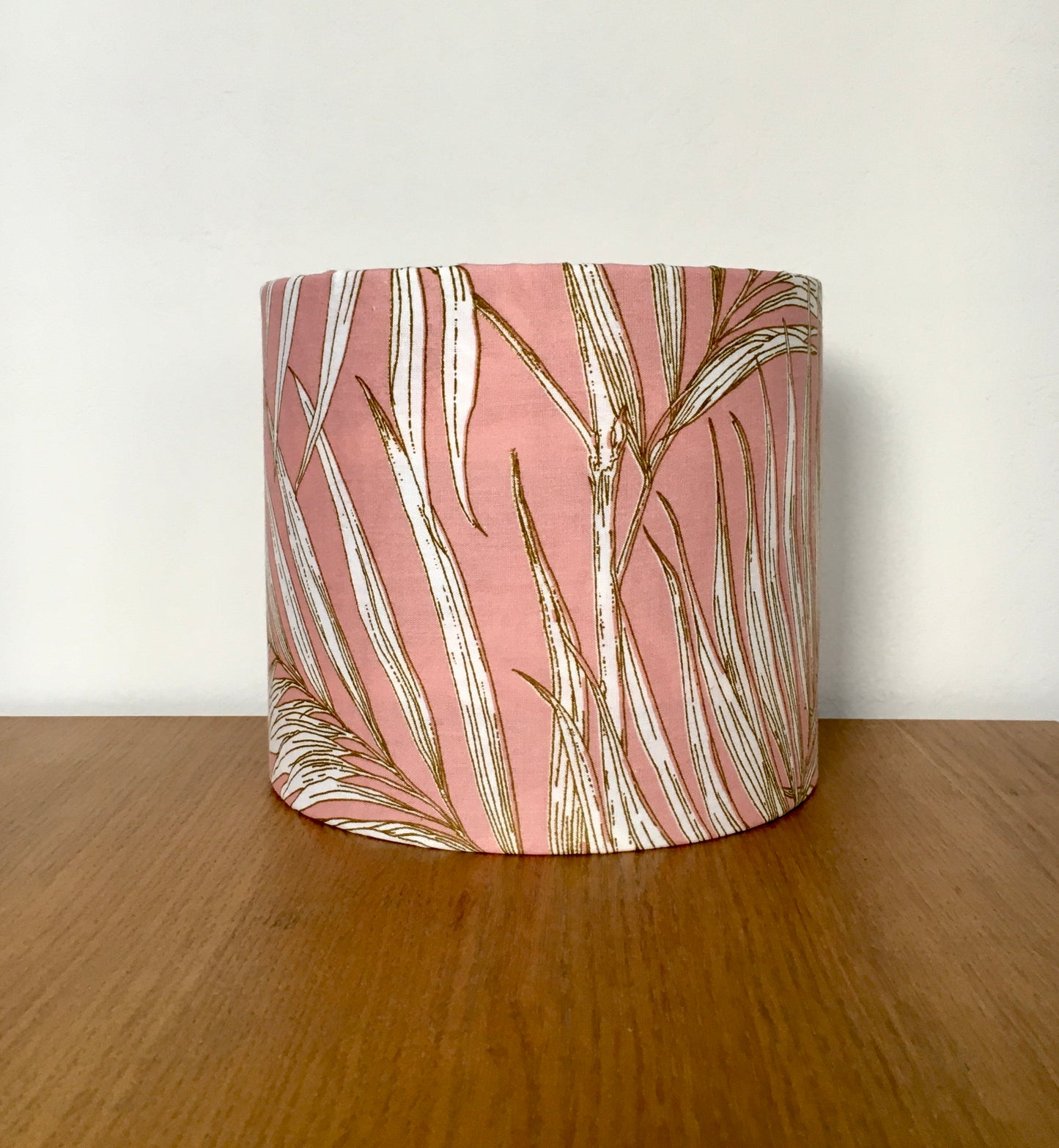 Pink-palm-leaf-drum-lampshade-light