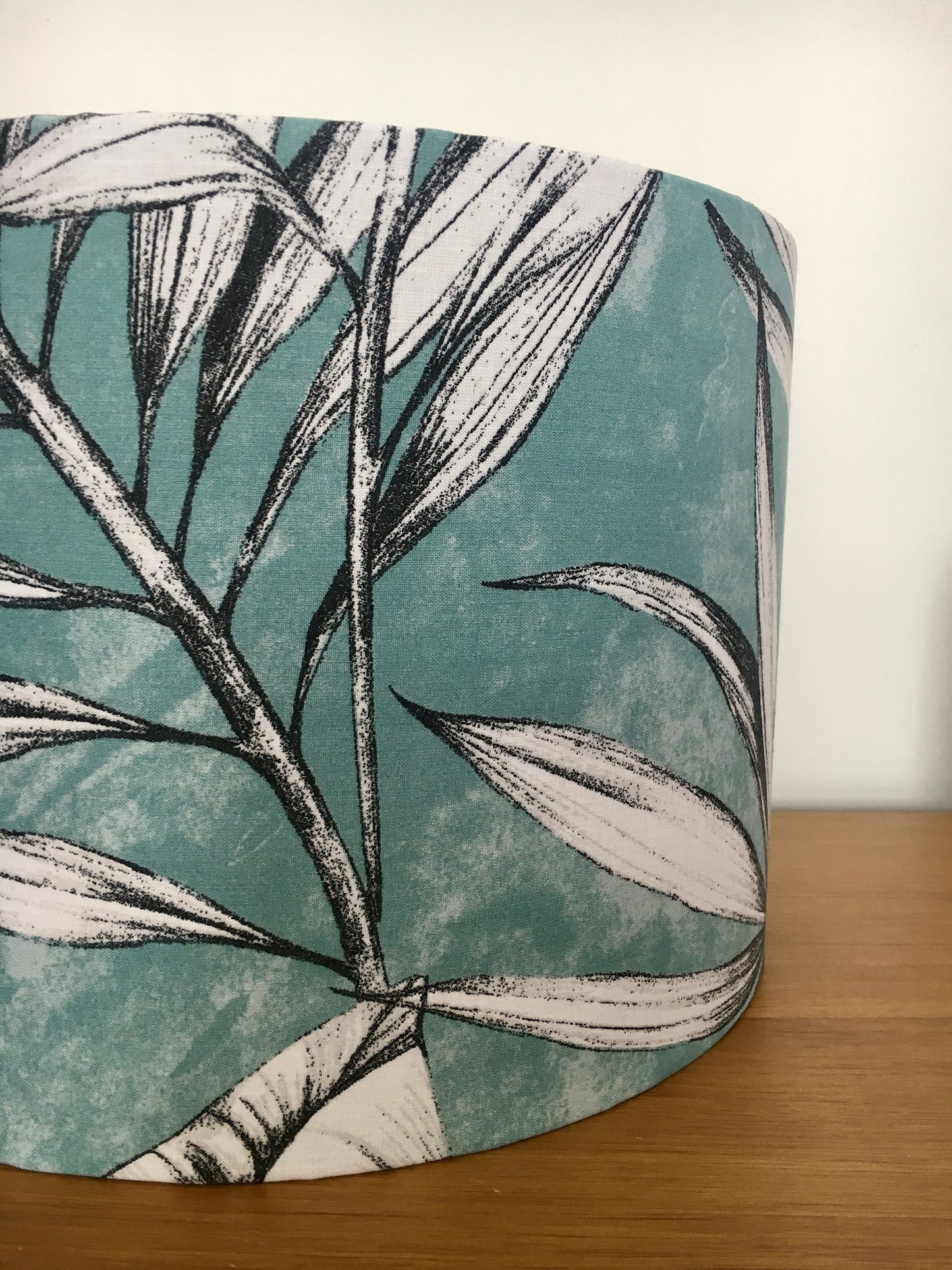 Turquoise-white-aqua-palm-leaf-lampshade-drum