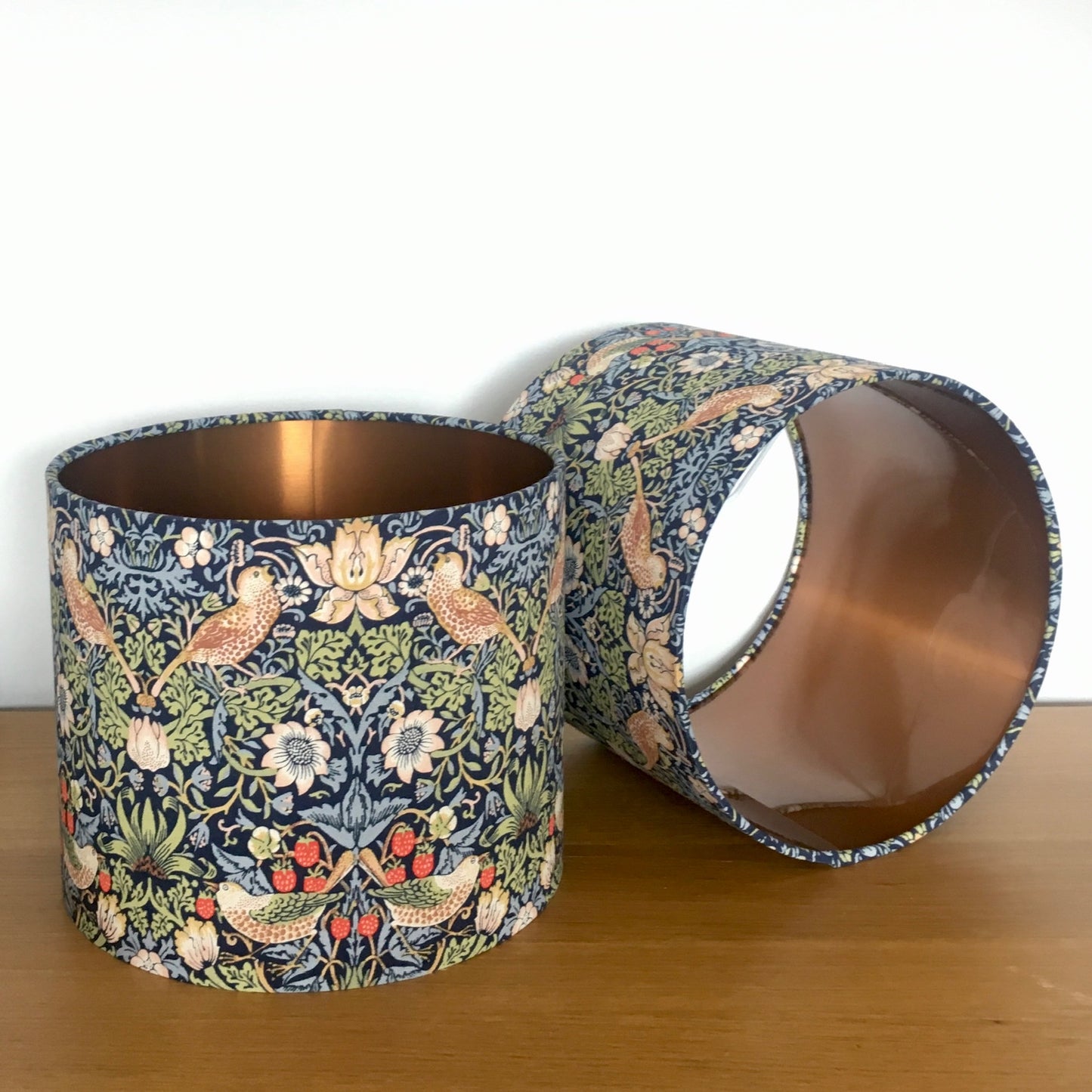 William-Morris-strawberry-thief-lampshade-lamp copper-lined