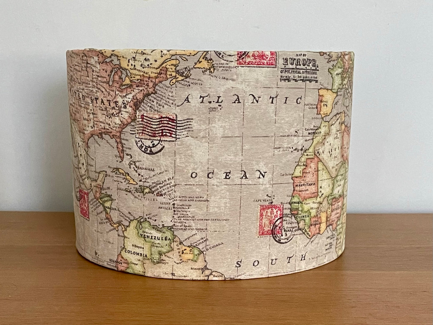 World-map-lamp-shade-drum-table lamp