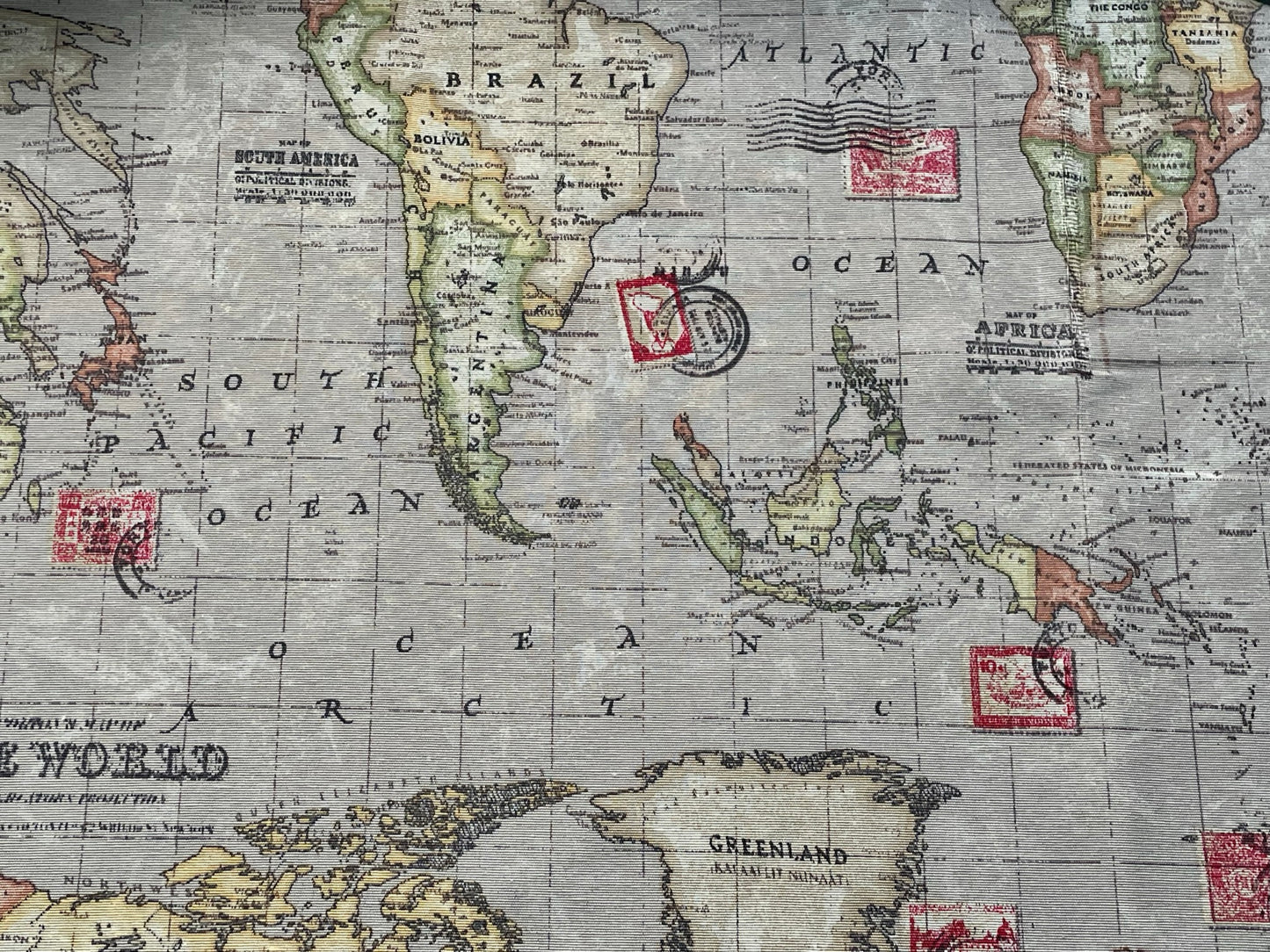 Vintage Style World Map Lampshade