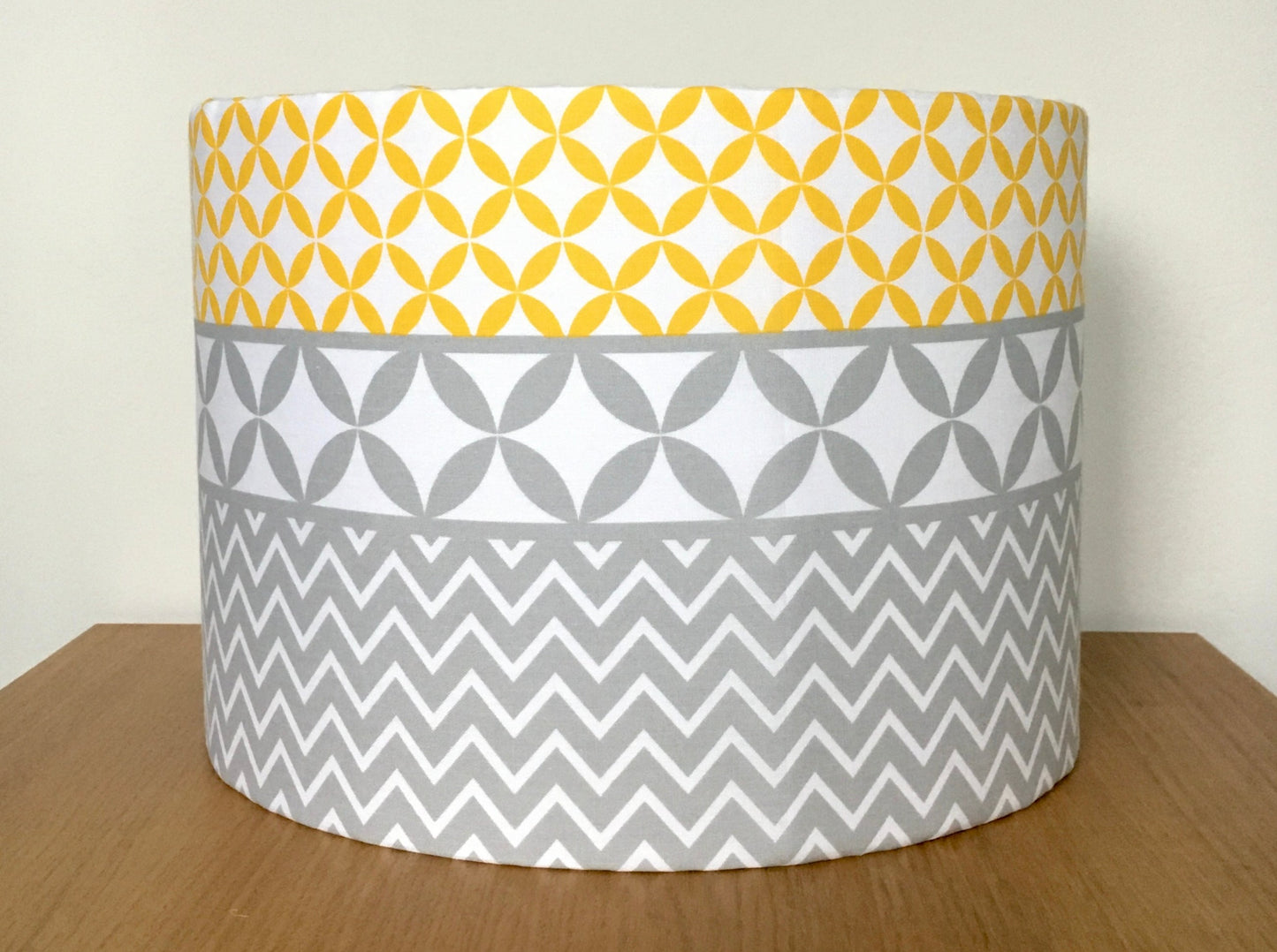Yellow-and-Grey-geometric-tribal-pattern-lampshade-ceiling-pendant