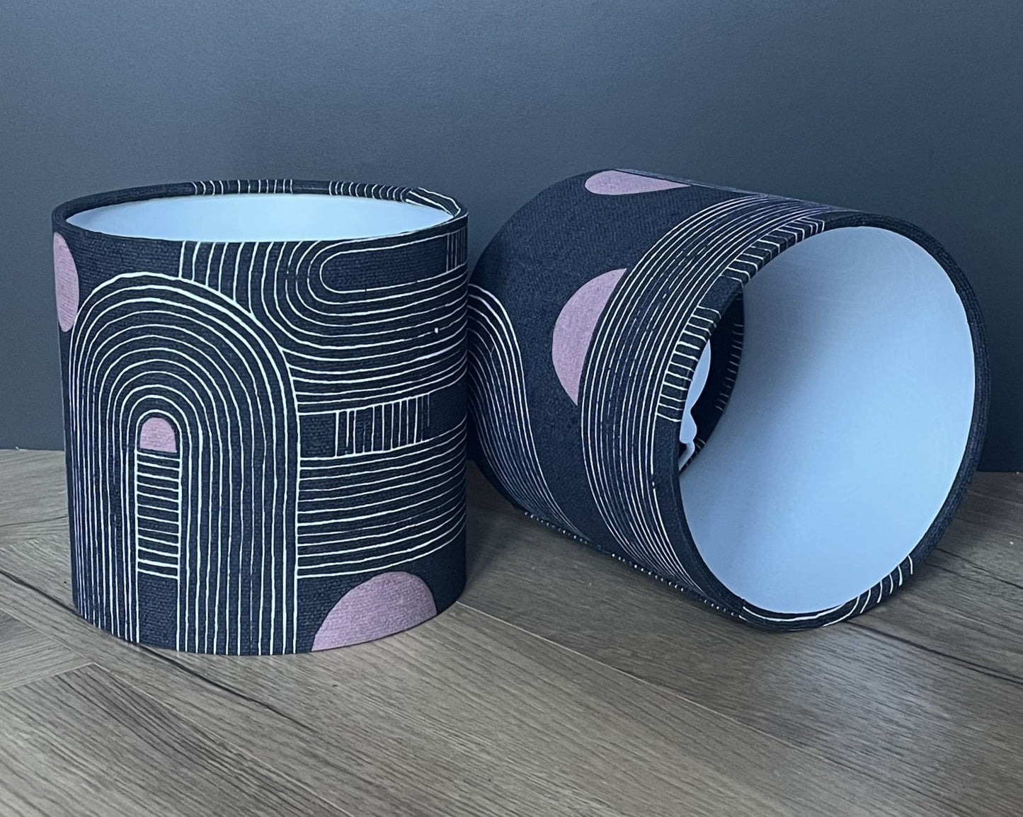 charcoal-blush-pink-lampshade-light-pair