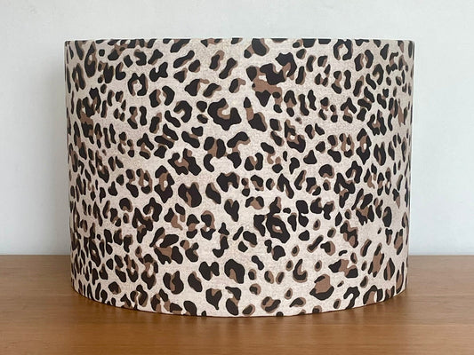 Leopard print African big cat lampshade in brown and black