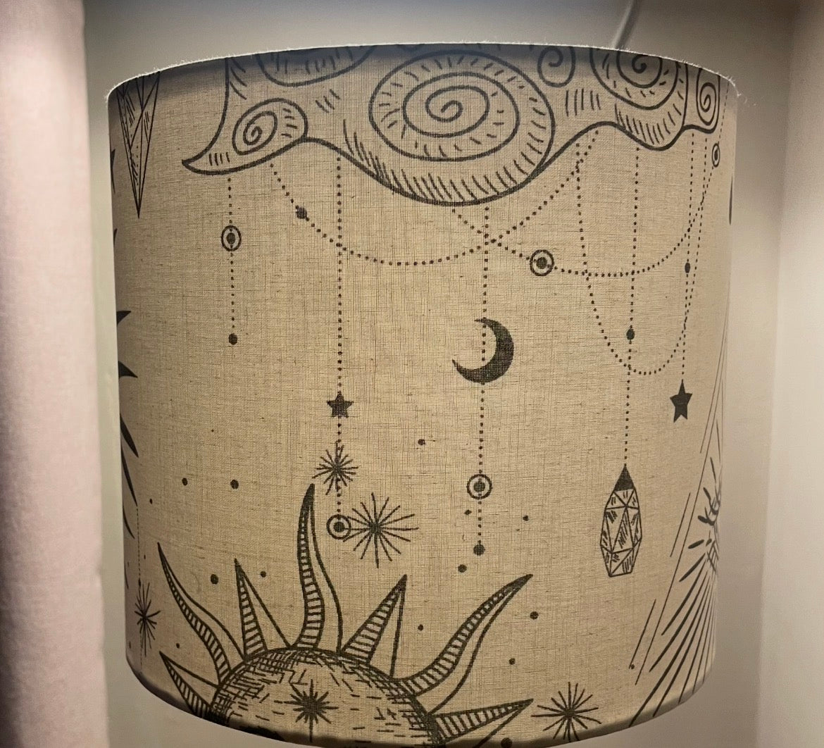Off-White and Grey Celestial Lampshade