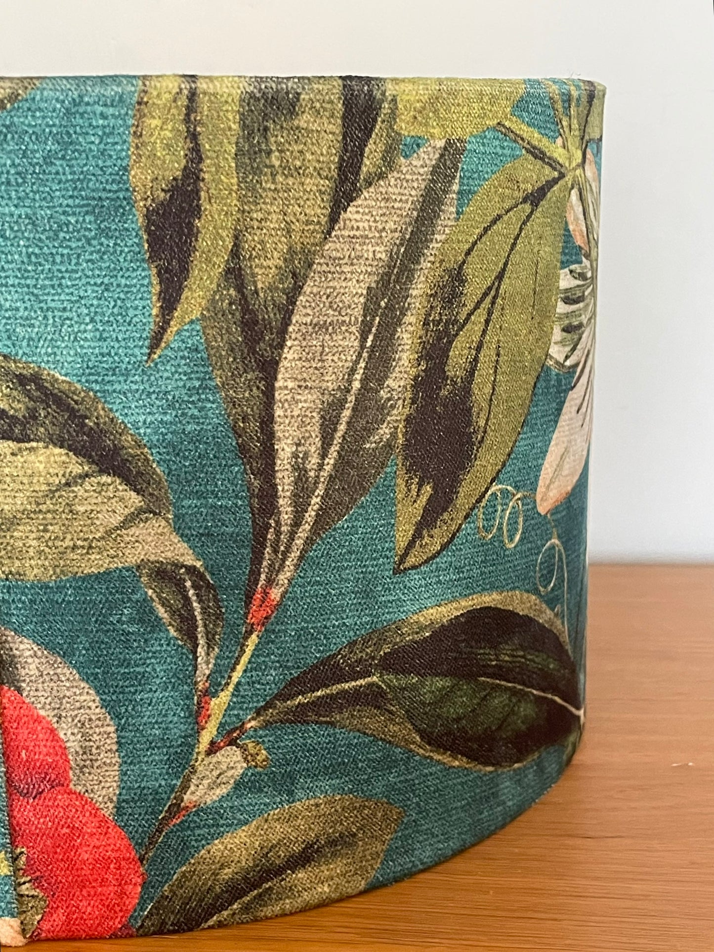 Teal Velvet Passion Flower Fabric Lampshade