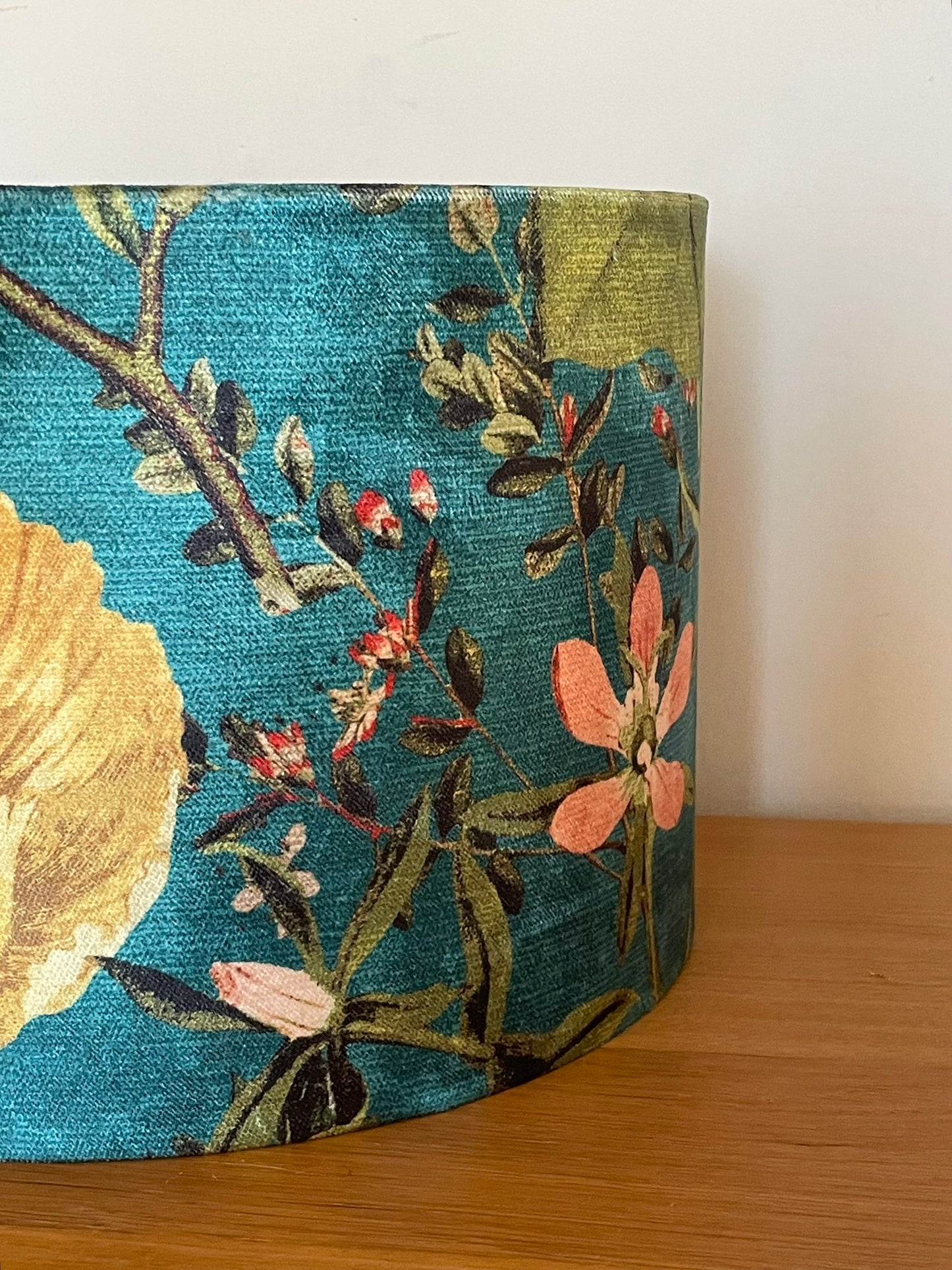 Teal Velvet Passion Flower Fabric Lampshade
