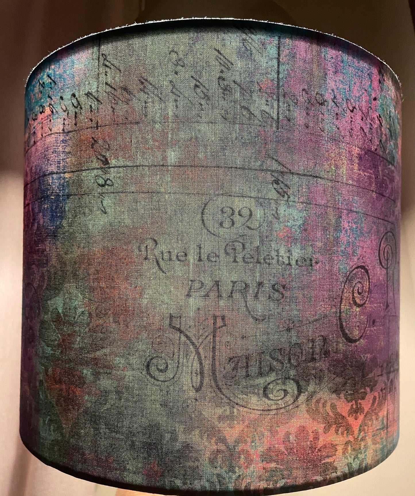 Pink Purple Turquoise Distressed Lampshade