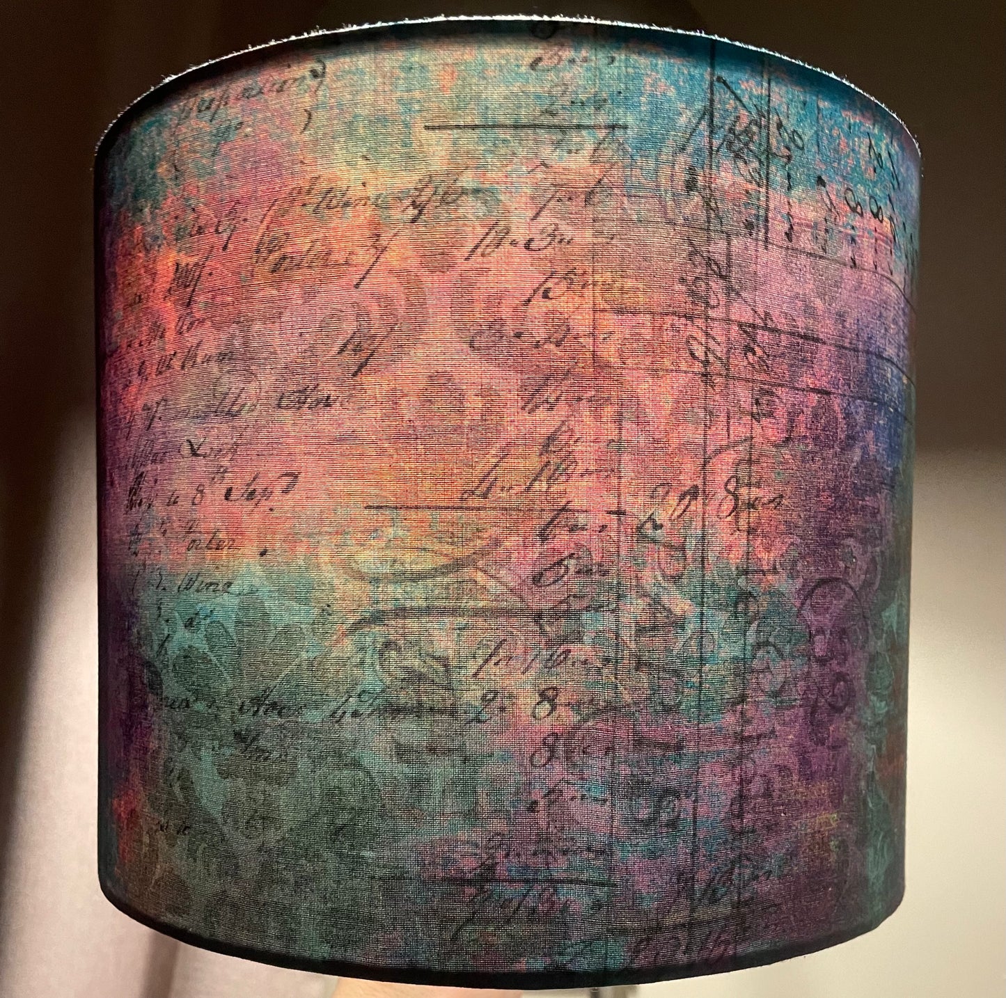Pink Purple Turquoise Distressed Lampshade