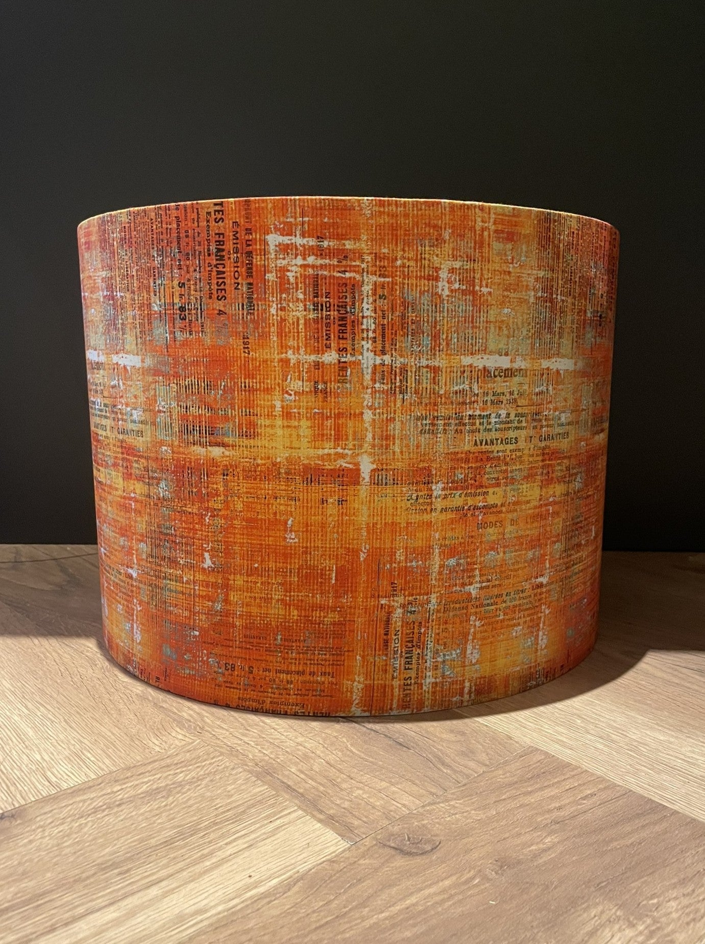 Orange Scraped Layers Distressed Lampshade