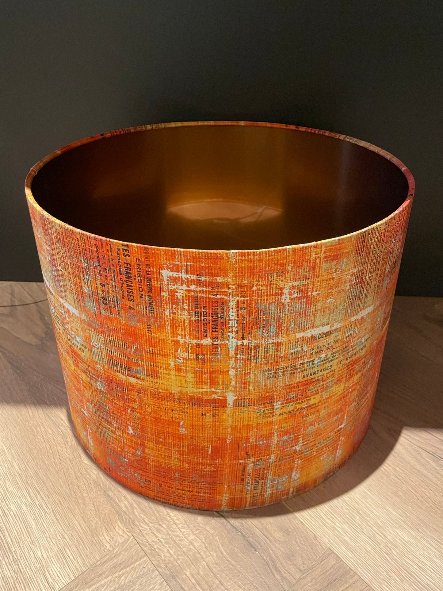Orange Scraped Layers Distressed Lampshade