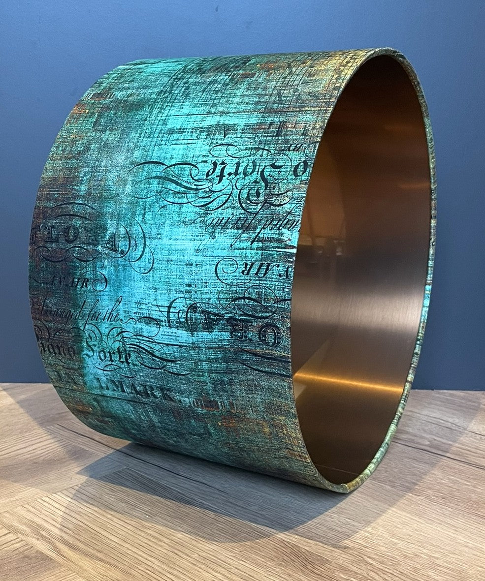 Green Gold Distressed Patina Lampshade