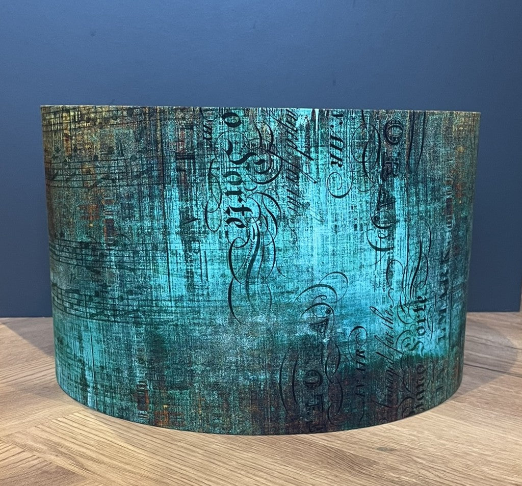 Green Gold Distressed Patina Lampshade