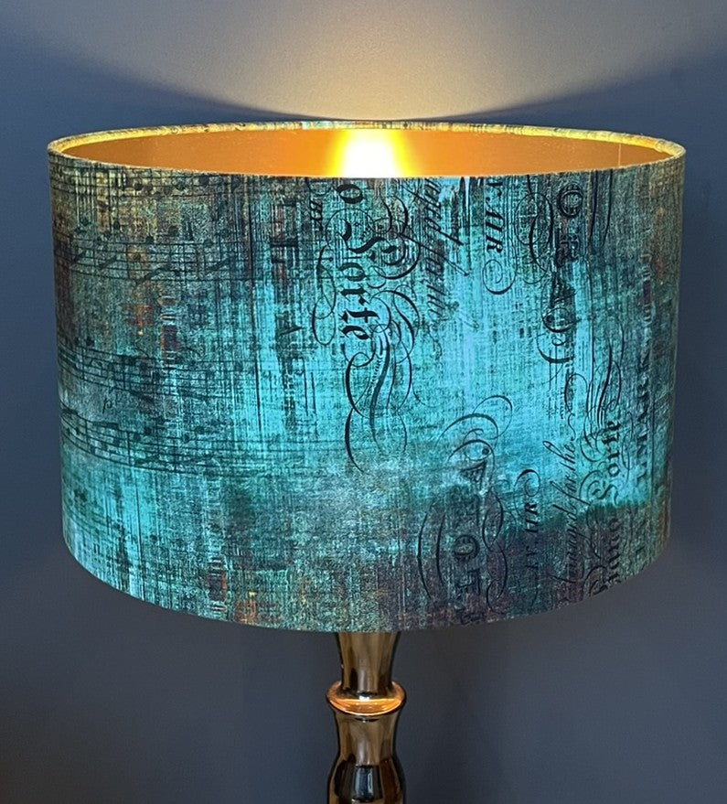 Green Gold Distressed Patina Lampshade