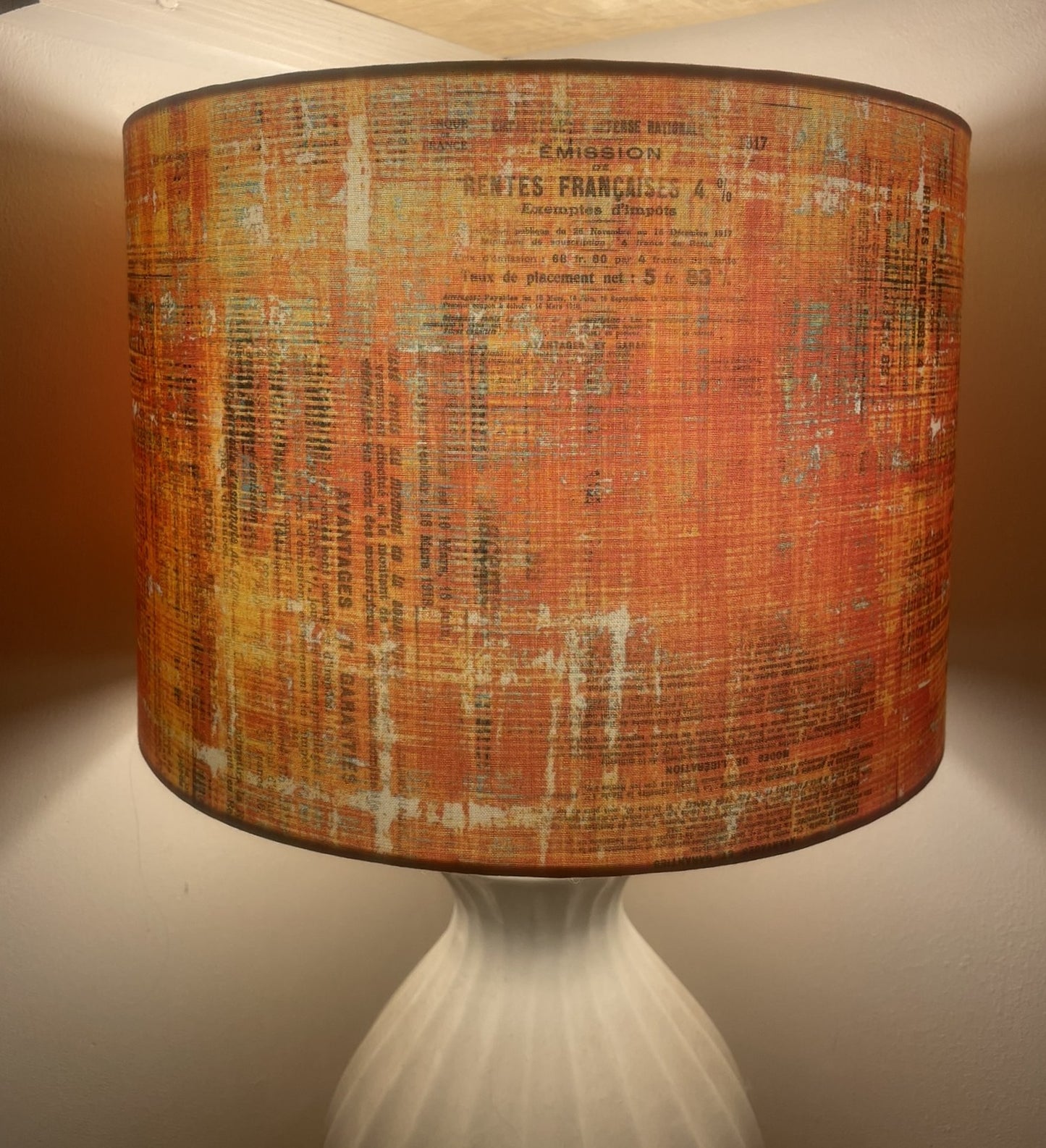 Orange Scraped Layers Distressed Lampshade