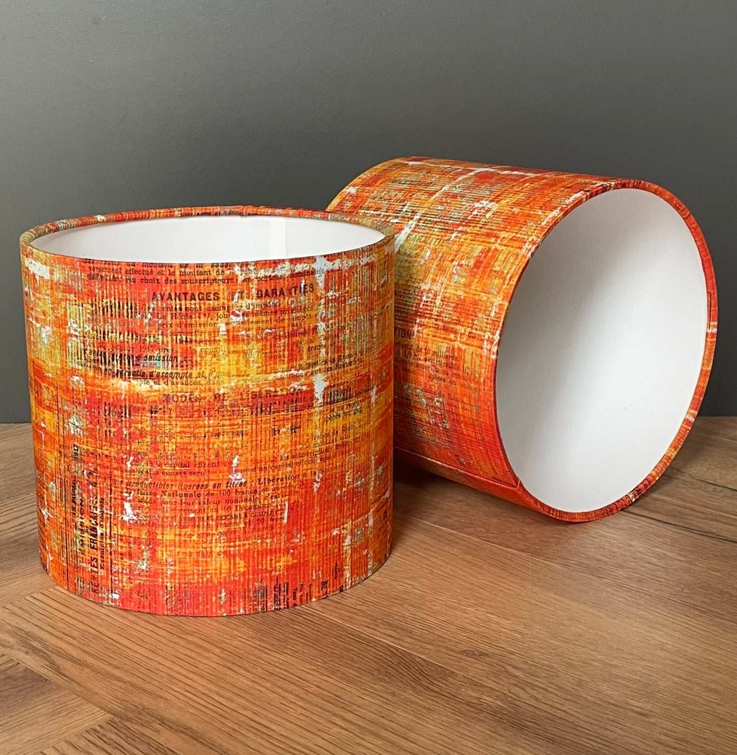 Orange Scraped Layers Distressed Lampshade