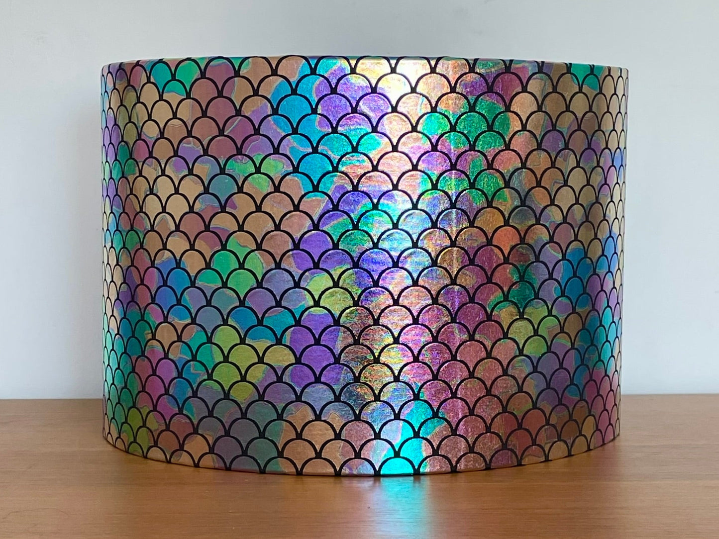 Mermaid fish scale lampshade purple orange blue green metallic iridescent shell