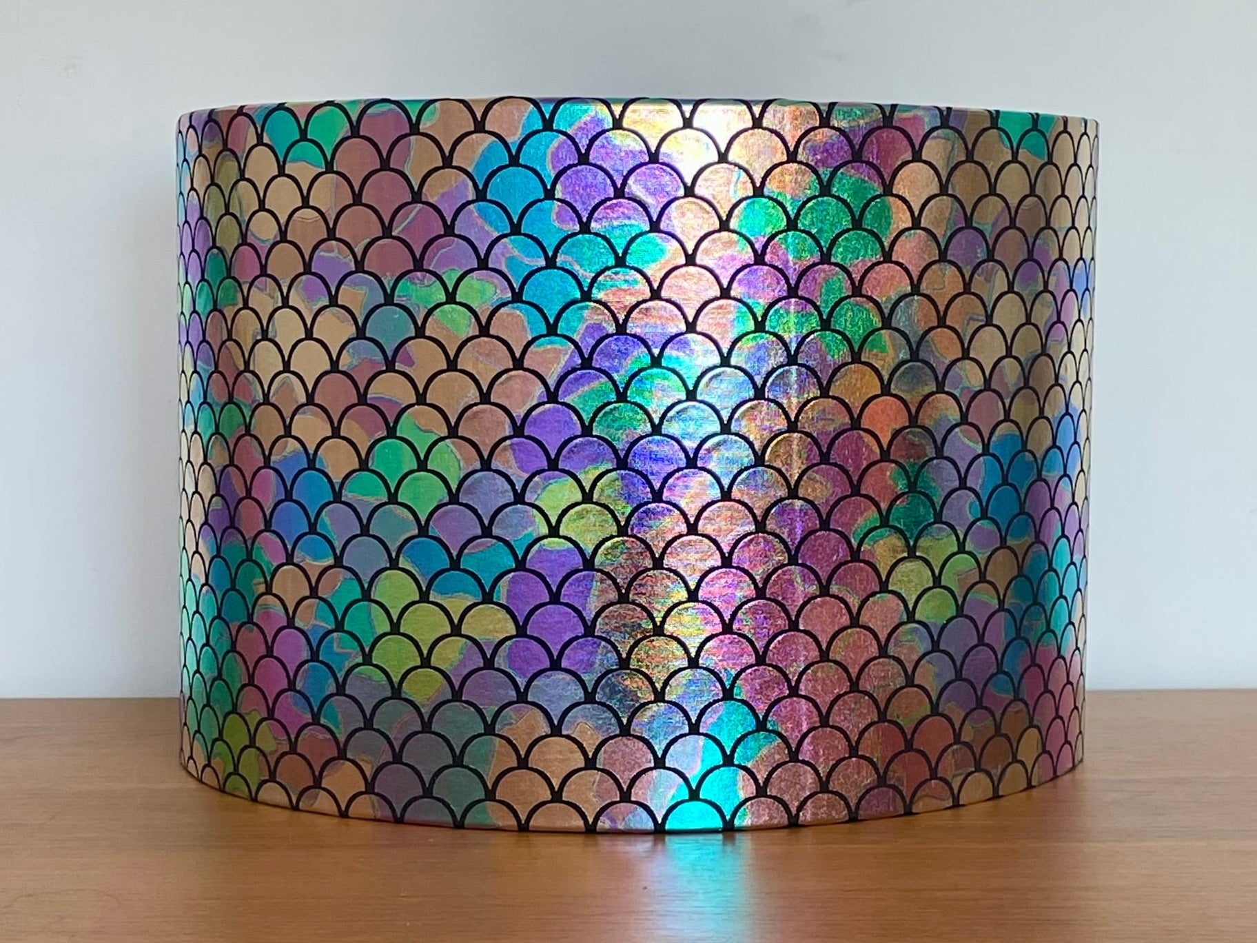 Mermaid fish scale lampshade purple orange blue green metallic iridescent shell