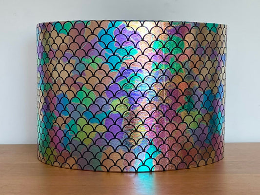 Mermaid fish scale lampshade purple orange blue green metallic iridescent shell