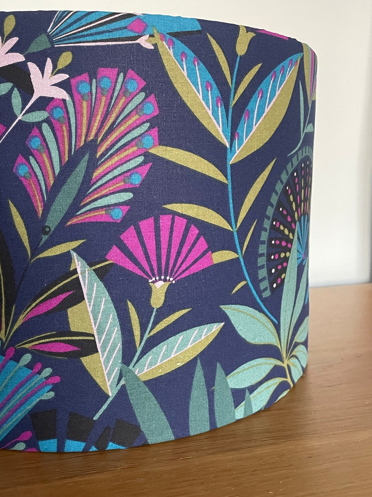 Navy Abstract Tropical Floral Lampshade