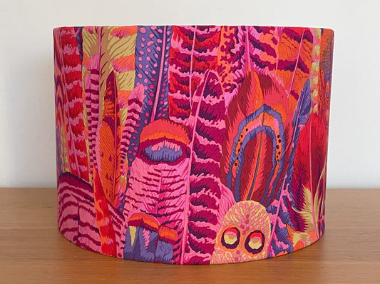 Kaffe-Fassett-fabric-lampshade-pink-red-purple-feather-pattern