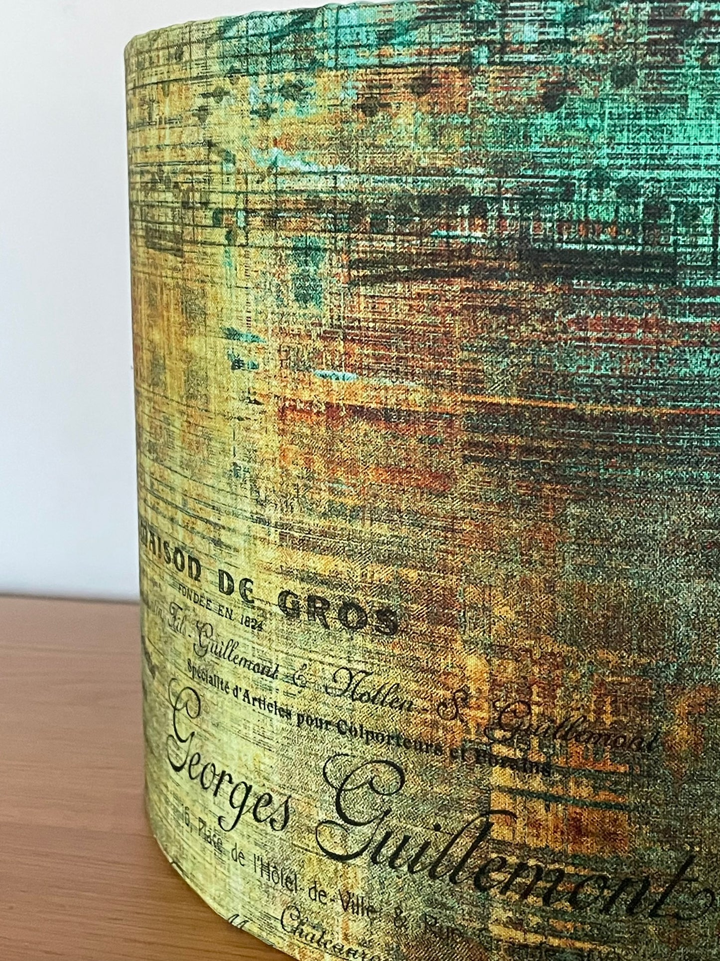 Green Gold Distressed Patina Lampshade
