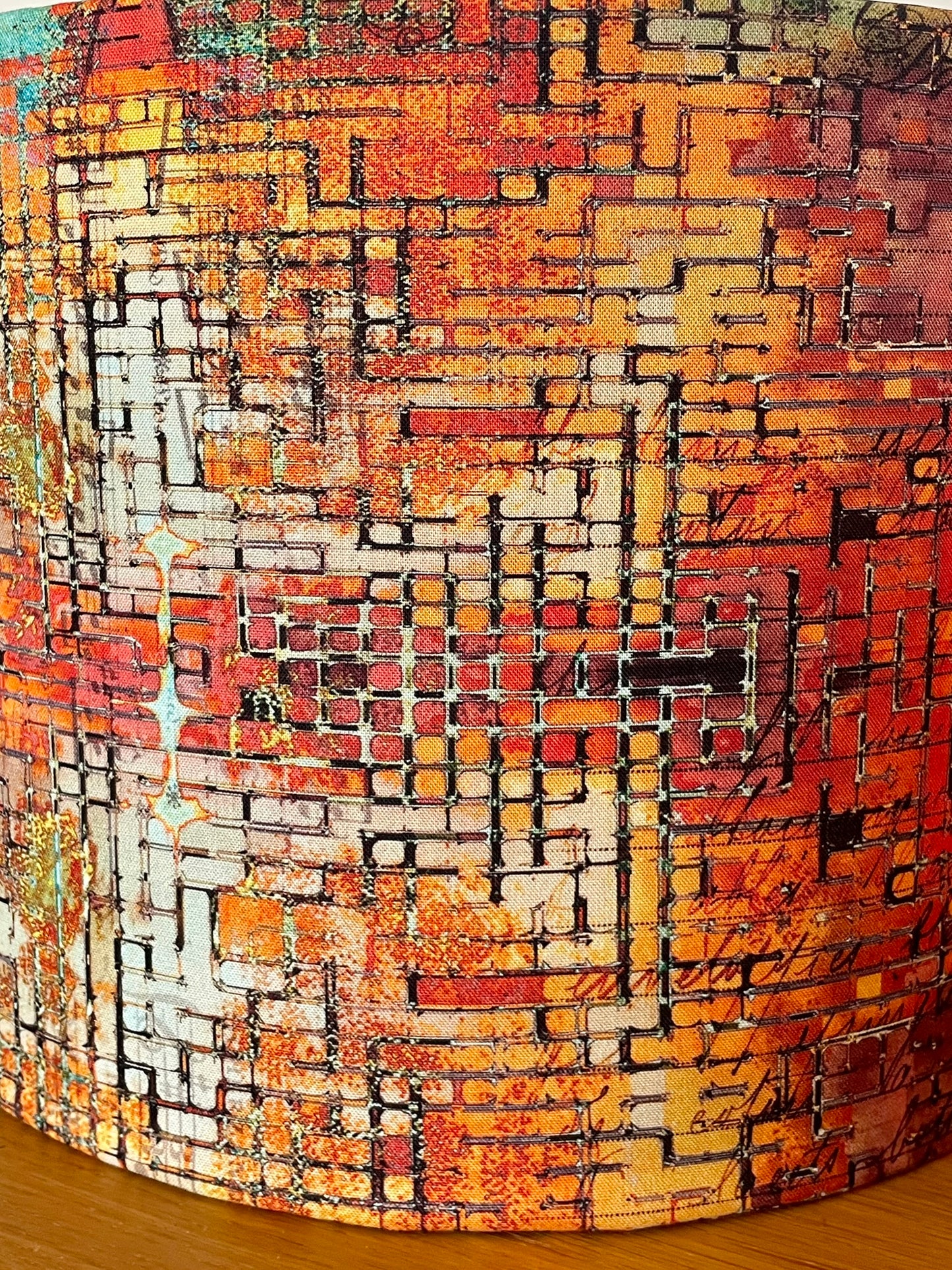 Rusted Patina Orange Aqua Lampshade