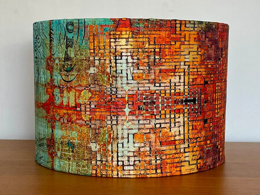 Rusted Patina Orange Aqua Lampshade