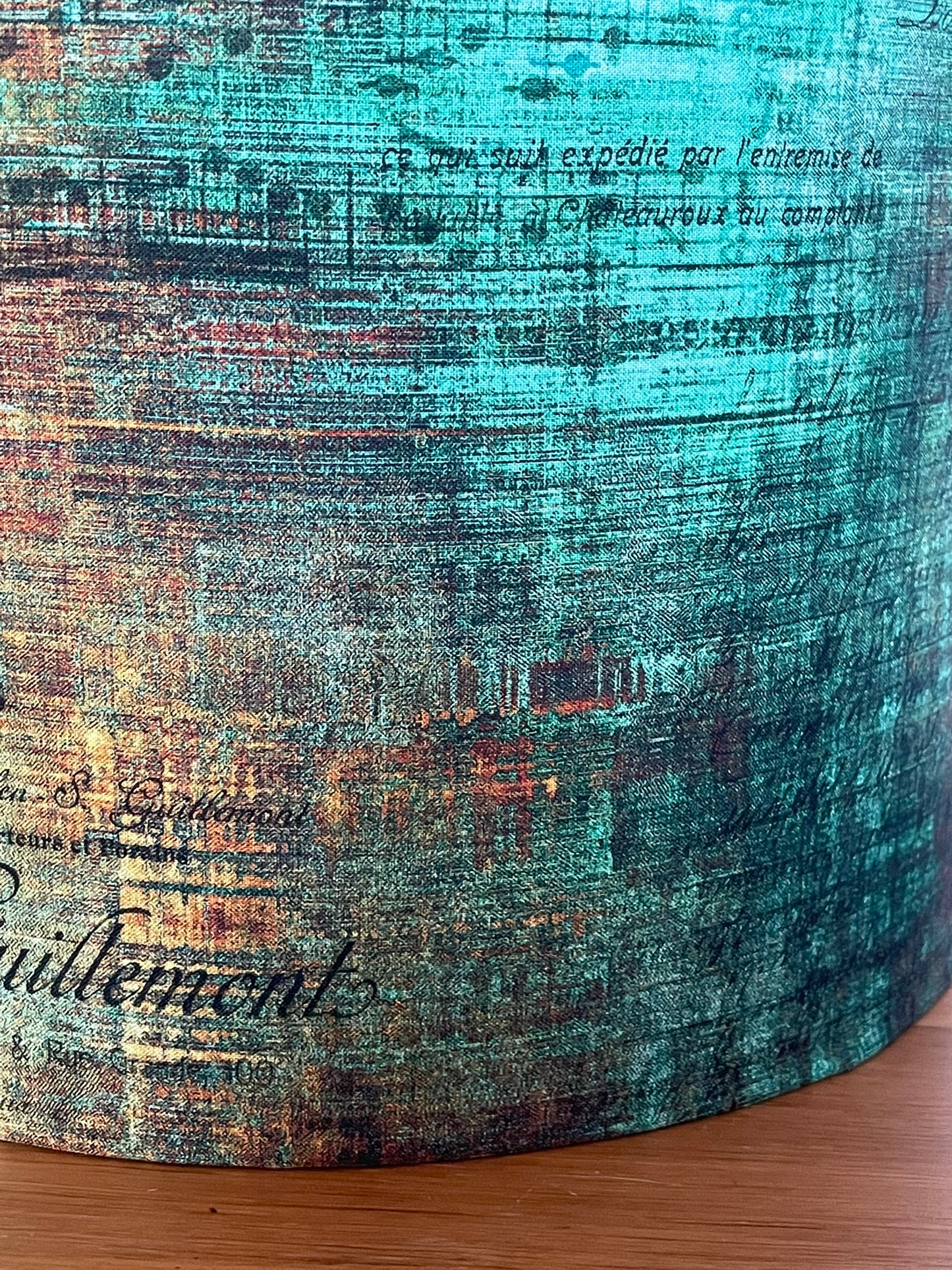 Green Gold Distressed Patina Lampshade