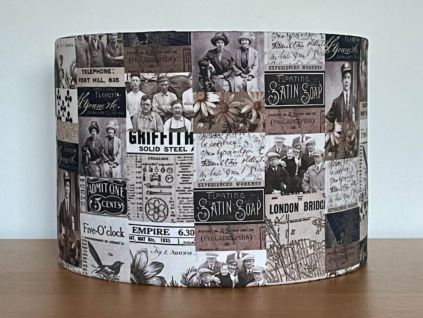 Charcoal Vintage Collage Lampshade