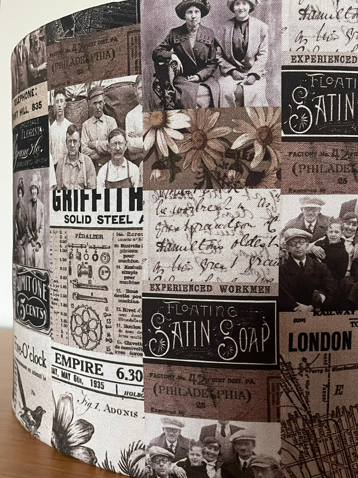 Charcoal Vintage Collage Lampshade