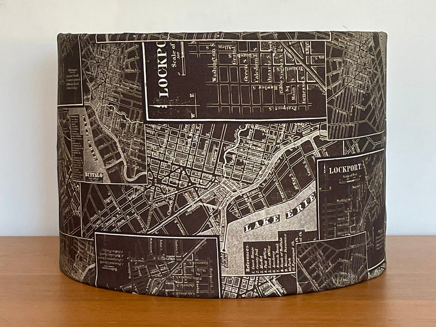 Charcoal Map Lampshade