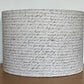 Tim Holtz Eclectic Elements charcoal fabric lampshade. Vintage handwriting on a distressed cream background. With a choice of white or metallic lining.