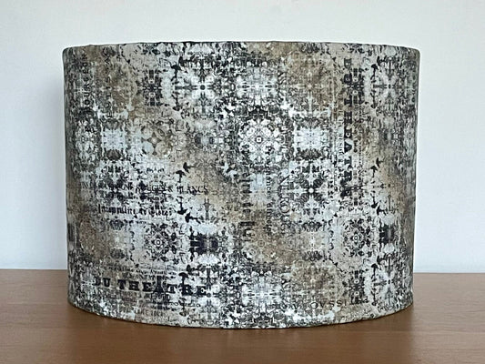 Textured lampshade with a pattern on a wooden surface