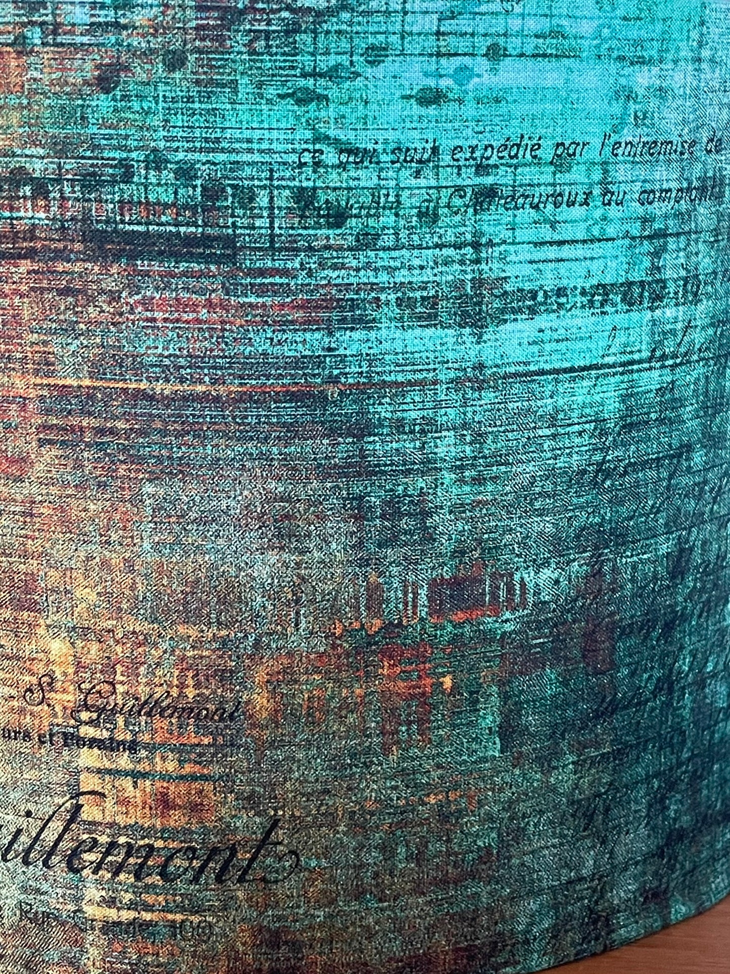 Green Gold Distressed Patina Lampshade