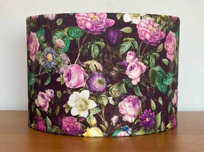 Purple and Black Floral Lampshade