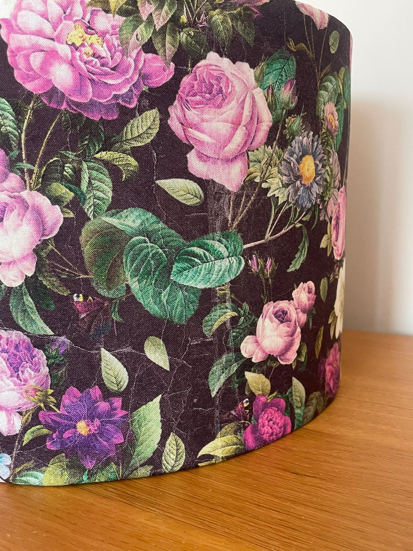 Purple and Black Floral Lampshade