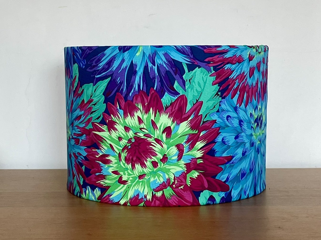 Bright Blue, Purple green and Pink Cactus Dahlia Lampshade